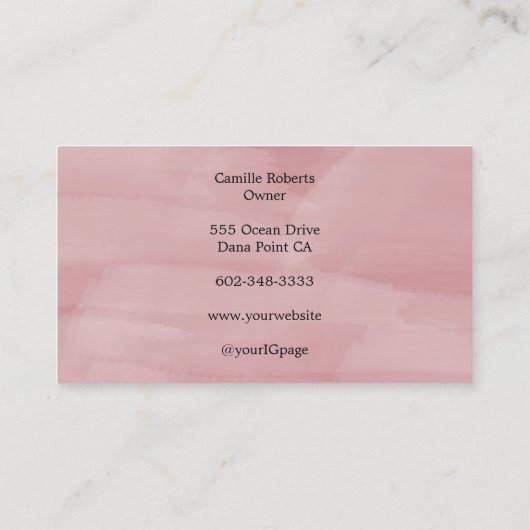 Pink Black Script Photo Lashes Business Card 名刺 (裏面)