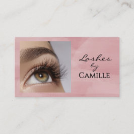 Pink Black Script Photo Lashes Business Card 名刺