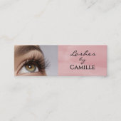 Pink Black Script Photo Lashes Mini Business Card スキニー名刺 (正面)