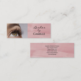 Pink Black Script Photo Lashes Mini Business Card スキニー名刺