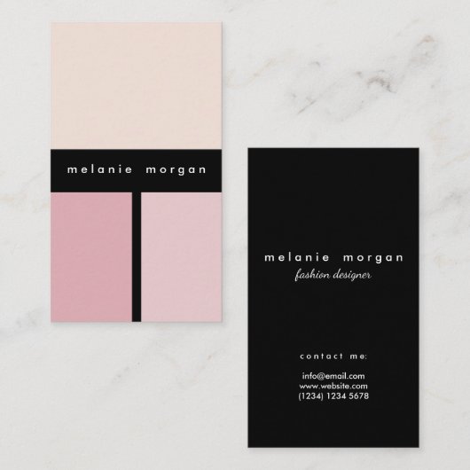 Pink black sophisticated elegant minimal vogue 名刺 (正面/裏面)