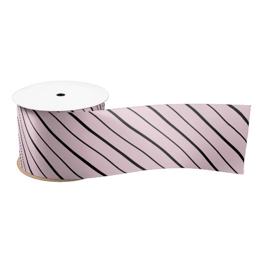 Pink & Black Stripes Gift Wrapping  サテンリボン (リール)