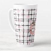 Pink Black Stripes Ladybug カフェラテマグ (左アングル)