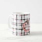 Pink Black Stripes Ladybug コーヒーマグカップ (正面左)