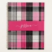 Pink black tartan plaid script name binder プランナー手帳 (正面)