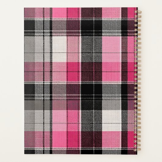 Pink black tartan plaid script name binder プランナー手帳 (裏面)