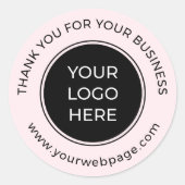 PInk Black Thank You Business Logo ラウンドシール (正面)