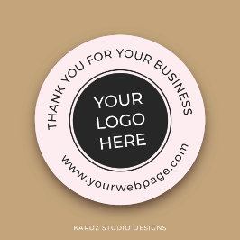 PInk Black Thank You Business Logo ラウンドシール