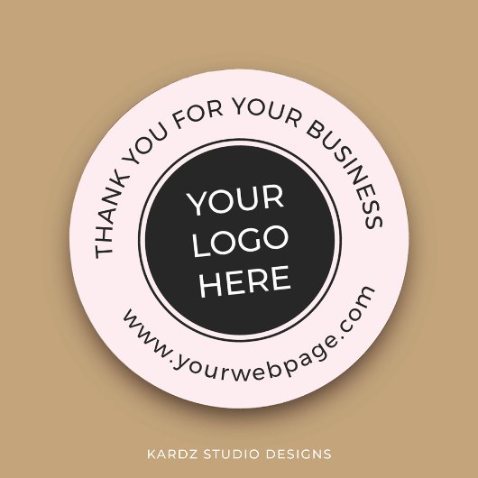 PInk Black Thank You Business Logo ラウンドシール