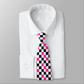 Pink Black White Checkered Pattern Design  ネクタイ (タイ)
