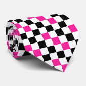 Pink Black White Checkered Pattern Design  ネクタイ (ロール)
