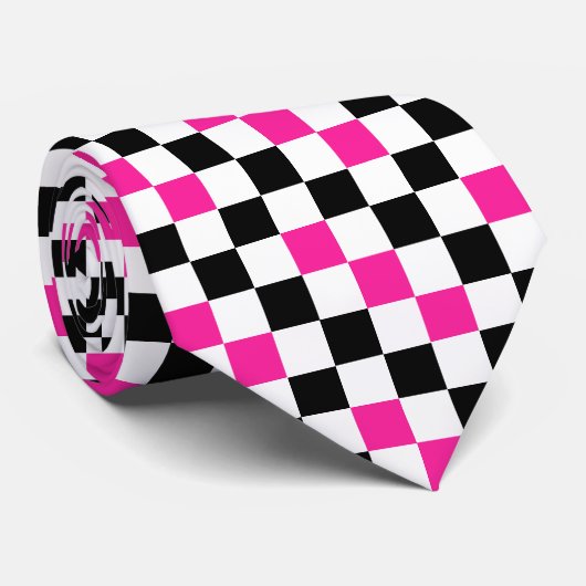Pink Black White Checkered Pattern Design  ネクタイ (ロール)