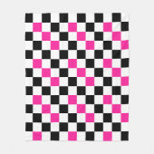 Pink Black White Checkered Pattern Design  フリースブランケット (正面)