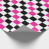 Pink Black White Checkered Pattern Design  ラッピングペーパー (角)