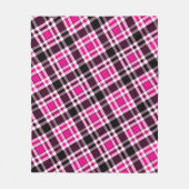 Pink Black White Flannel Tartan Pattern Design  フリースブランケット (正面)