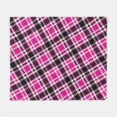 Pink Black White Flannel Tartan Pattern Design  フリースブランケット (正面(横))