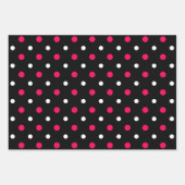 Pink, Black & White Fun Stripes & Polka Dots ラッピングペーパーシート (正面)