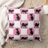 PINK BLACK & WHITE HALLOWEEN BLACK CATS クッション (ブランケット)