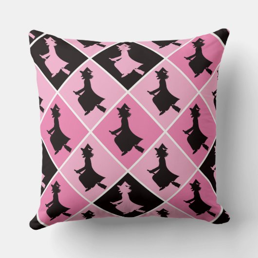 PINK BLACK & WHITE HALLOWEEN WITCHES クッション (裏面)