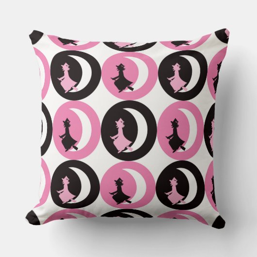 PINK BLACK & WHITE HALLOWEEN WITCHES クッション (正面)