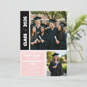 Pink Black White Picture Border Graduation 招待状 (スタンド正面)