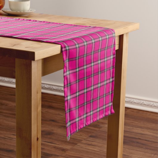 Pink Black White Plaid Bright Table Runner ショートテーブルランナー (インサイチュ)