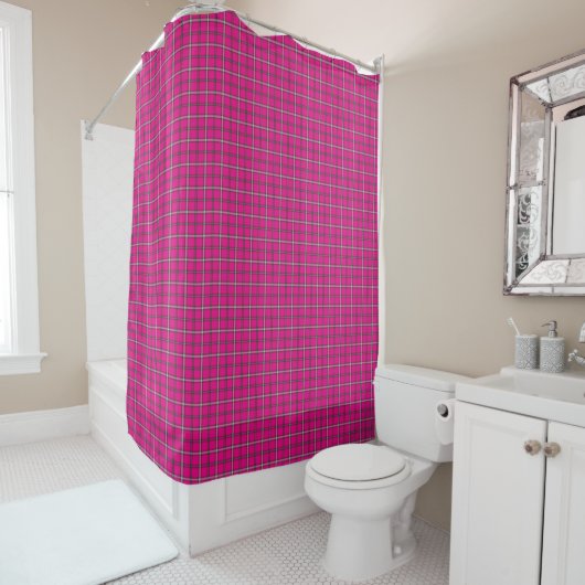 Pink Black White Plaid Shower Curtain シャワーカーテン (インサイチュ)