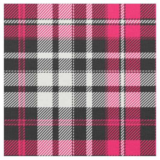 Pink Black White Plaid Tartan  ファブリック (クローズアップ)