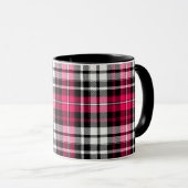 Pink Black White Plaid Tartan  マグカップ (正面右)