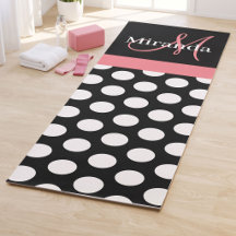 Pink Black White Polka Dot Monogram