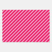 Pink, Black & White Striped ラッピングペーパーシート (正面3)