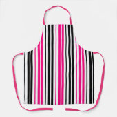 Pink Black White Stripes Pattern Design  エプロン (正面)
