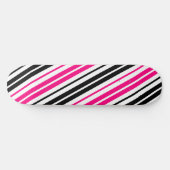 Pink Black White Stripes Pattern Design  スケートボード (横)