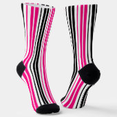 Pink Black White Stripes Pattern Design  ソックス (傾斜あり)