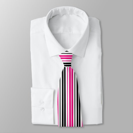 Pink Black White Stripes Pattern Design  ネクタイ (タイ)