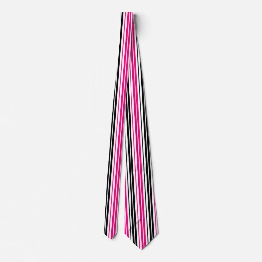 Pink Black White Stripes Pattern Design  ネクタイ (裏面)
