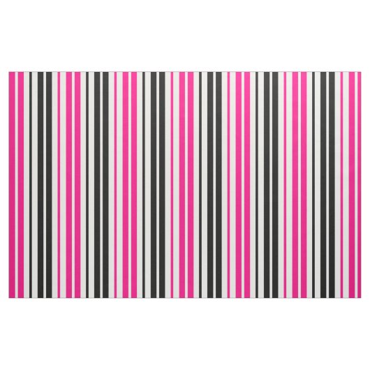 Pink Black White Stripes Pattern Design  ファブリック (ファットクウォーター)