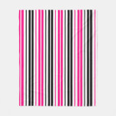Pink Black White Stripes Pattern Design  フリースブランケット (正面)