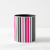 Pink Black White Stripes Pattern Design  マグカップ (中央)