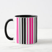 Pink Black White Stripes Pattern Design  マグカップ (左)