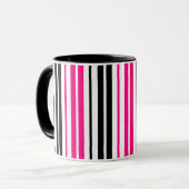 Pink Black White Stripes Pattern Design  マグカップ (正面左)
