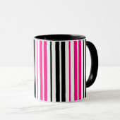 Pink Black White Stripes Pattern Design  マグカップ (正面右)
