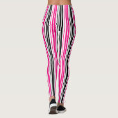 Pink Black White Stripes Pattern Design  レギンス (裏面)
