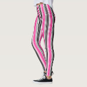 Pink Black White Stripes Pattern Design  レギンス (左)