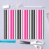 Pink Black White Stripes Pattern Design  薄葉紙 (クラフト)