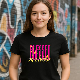 Pink Blessed In Christ - Butterflies Tシャツ