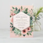 Pink Bloom Botanical Wedding 招待状 (スタンド正面)