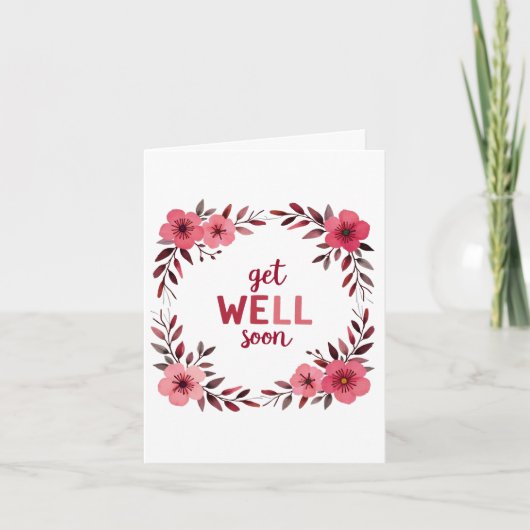 Pink Blooms Watercolor GET WELL SOON Card カード (正面)