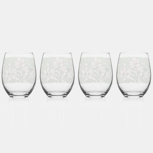 Pink Blossom Cascade  ステムなしワイングラス (裏面)