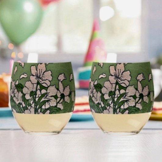 Pink Blossom Cascade  ステムなしワイングラス